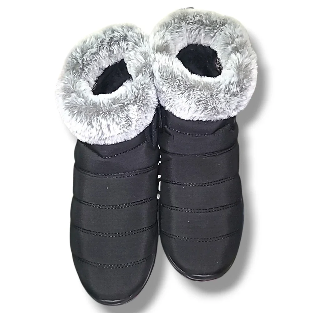 Skechers GOwalk Air Cooled Goga Mat Boots Black Faux Fur Womens 10 179130S NIB